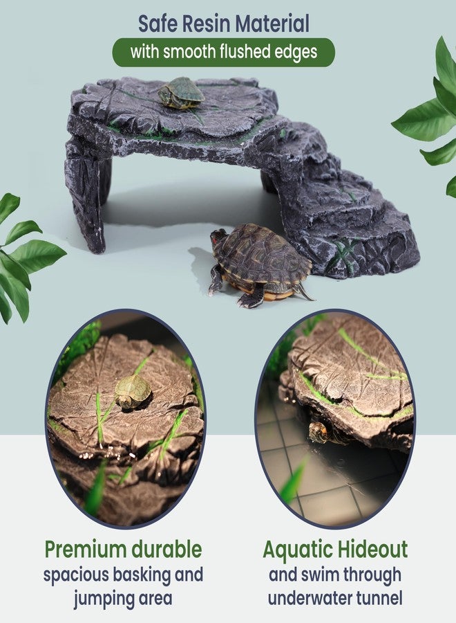 HYPESIDE Small Turtle Tank Kit for Aquatic Turtles - Complete Starter Habitat with Filter, UVB Lamp, Basking Platform, Plants - Turtle Aquarium Kit (Black) - Image 3